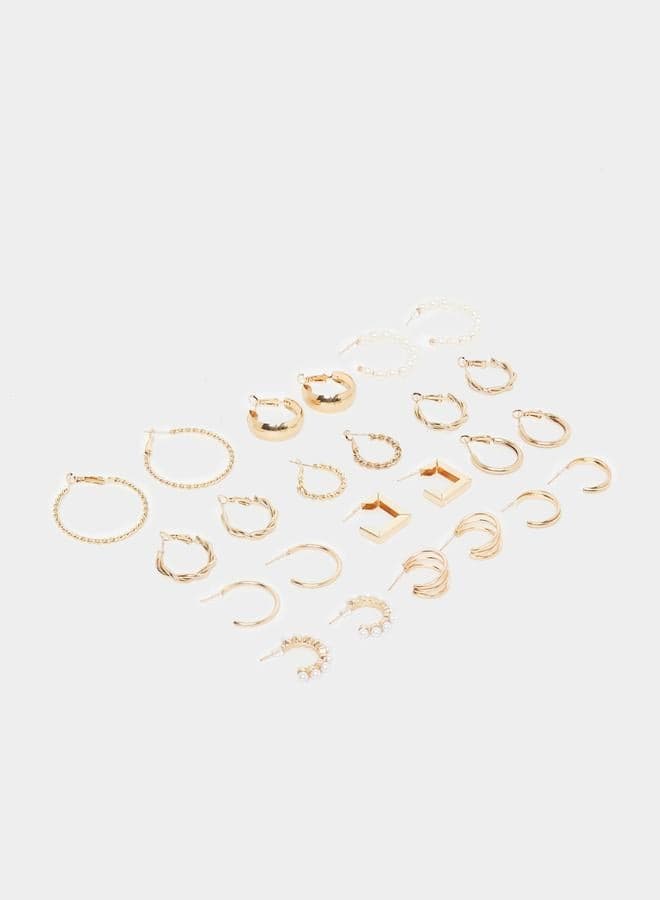 Styli Textured Hoop Earrings Set of 6 – Elegance Redefined - Image 1