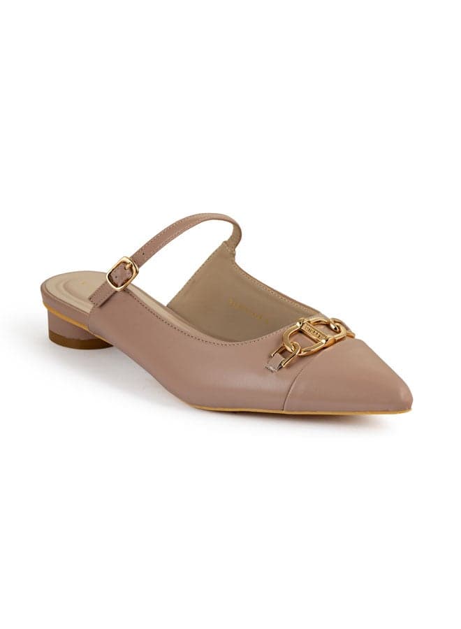 Elegant Pink Pointed Toe Mid Heel Mules Vi20400848 - Image 1
