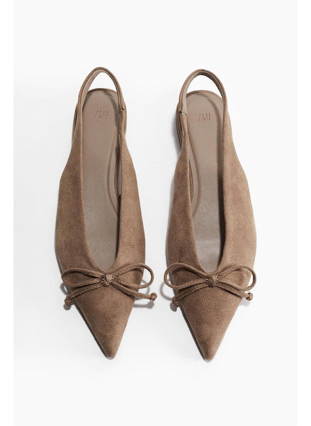 Elegant Mole Dark Bow Slingback Ballerinas - Image 1