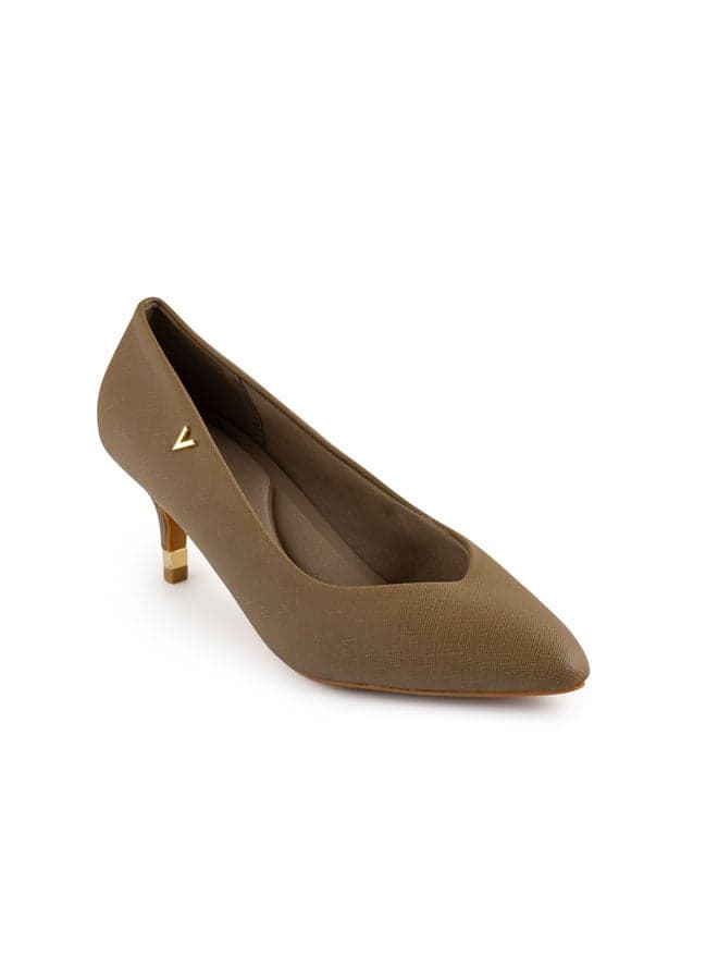 Vi20400843 Army Green Pointed Toe Mid-Heel Pumps - Image 1