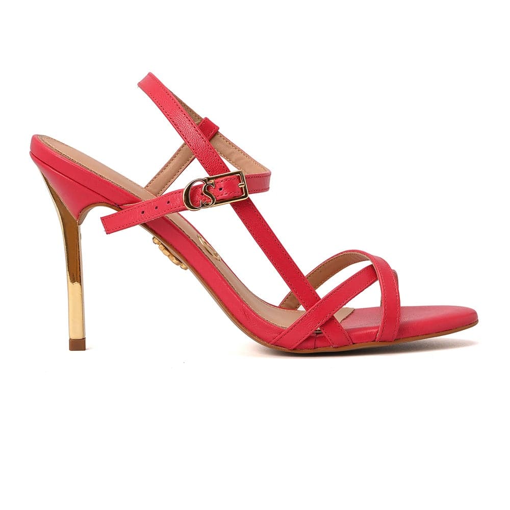 Orchidarium Elegance Heeled Sandals - Minimal Red Design - Image 1