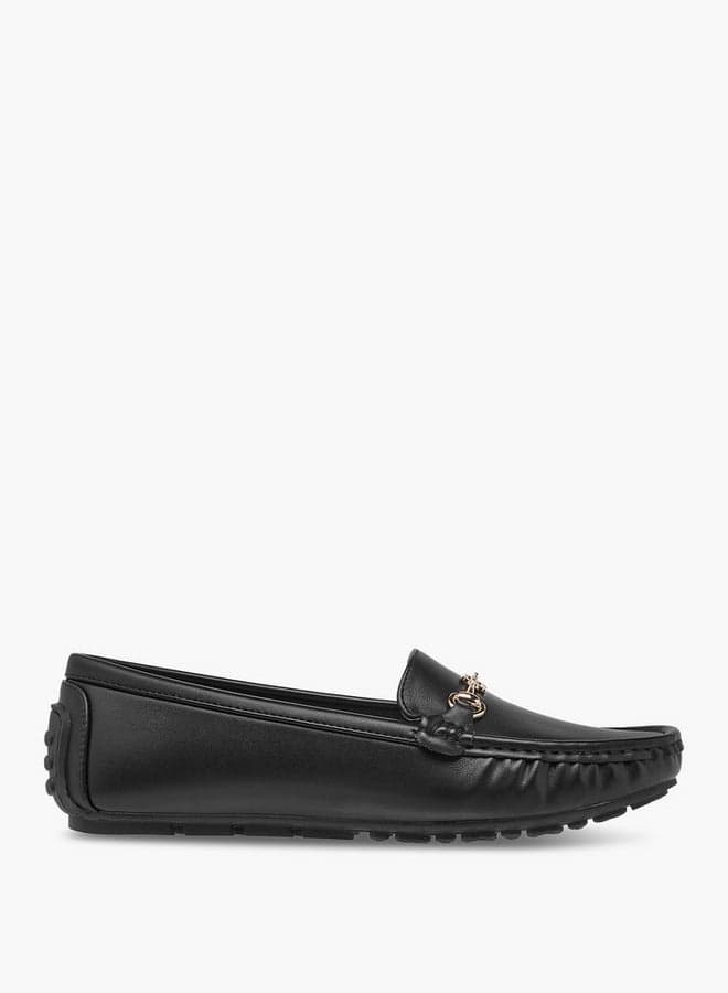 Ak F316 4R Chic Black Metal Accent Women's Loafers - Image 1