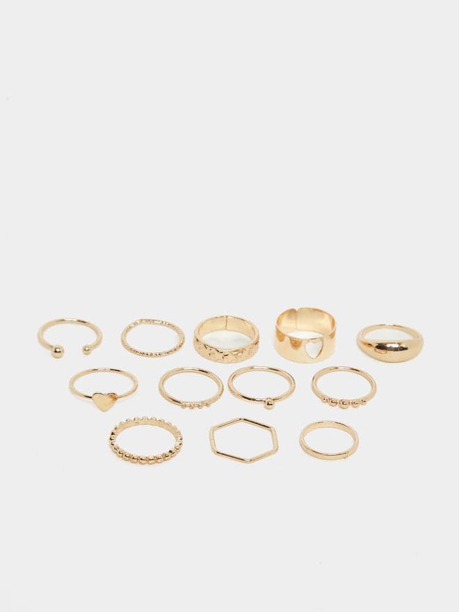 Styli Heart Accent Women's Ring Collection - Set of 12 - Image 1