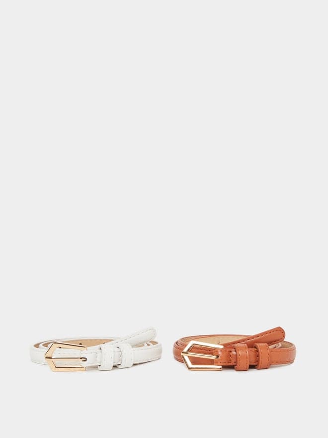 Styli Sleek Women's Narrow Belt Duo with Tang Closure - Image 1