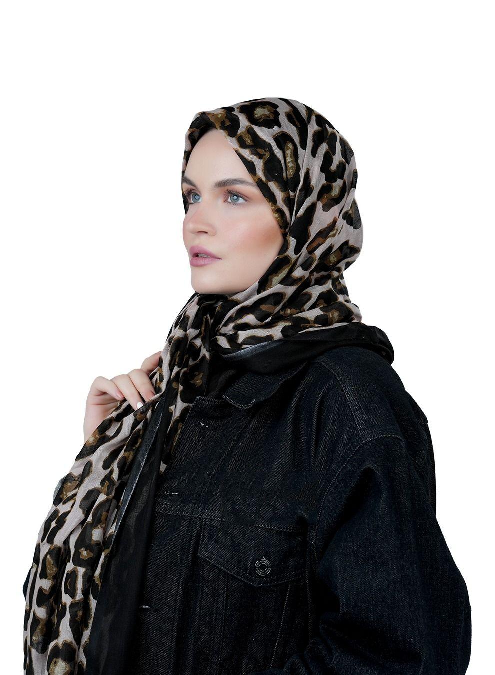AMICA Leopard Abstract Natural Fiber Hijab Scarf - Image 1