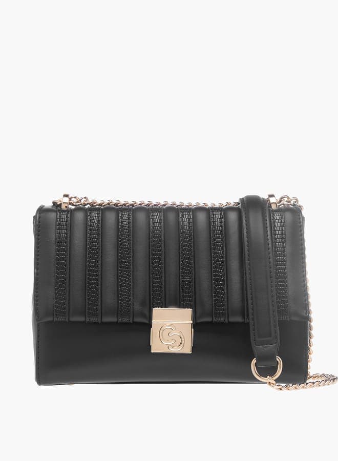 Celeste Textured Elegance Crossbody Bag with Chain Strap - Image 1