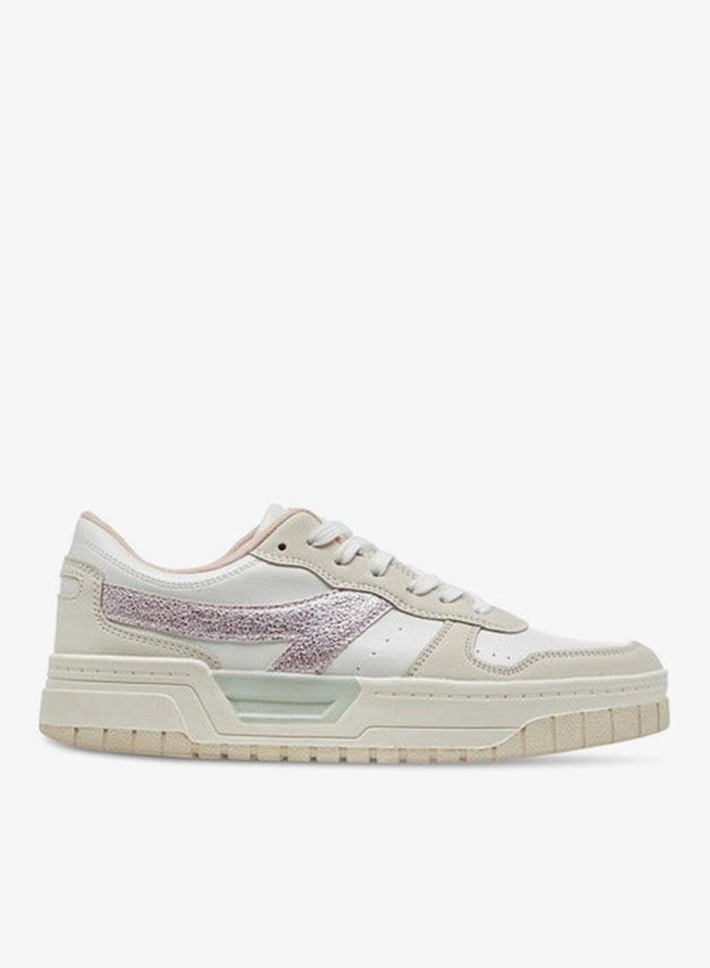 Elegant Women's 624900White Panelled Lace-Up Sneakers - Image 1