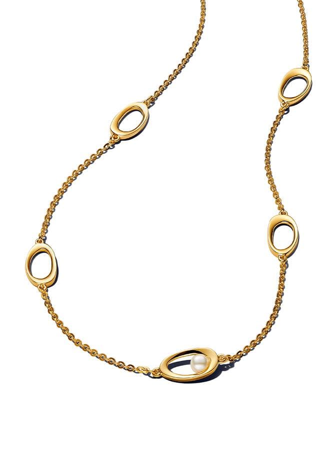 PANDORA Freshwater Pearl Organic Oval Necklace for Women - Image 1
