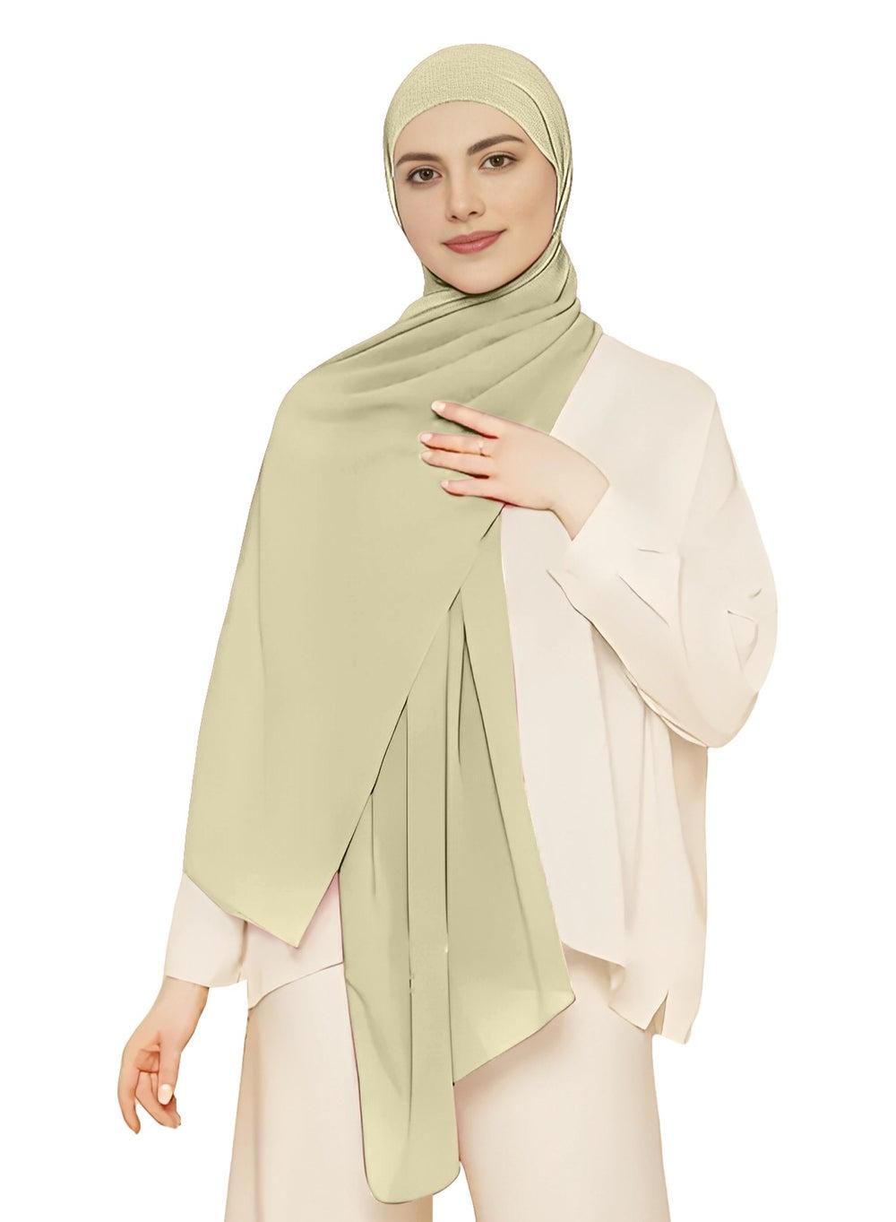 NUKHBAA Chiffon Dark Vanilla Hijab-H1: Elegance Redefined - Image 1