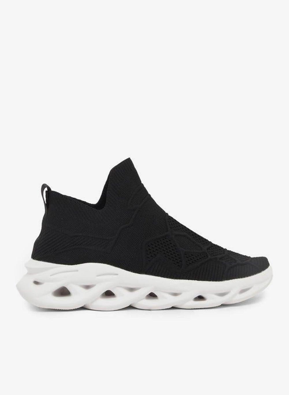 7011897101Black Elegance in Motion: Men’s Knit Sock Sneakers - Image 1