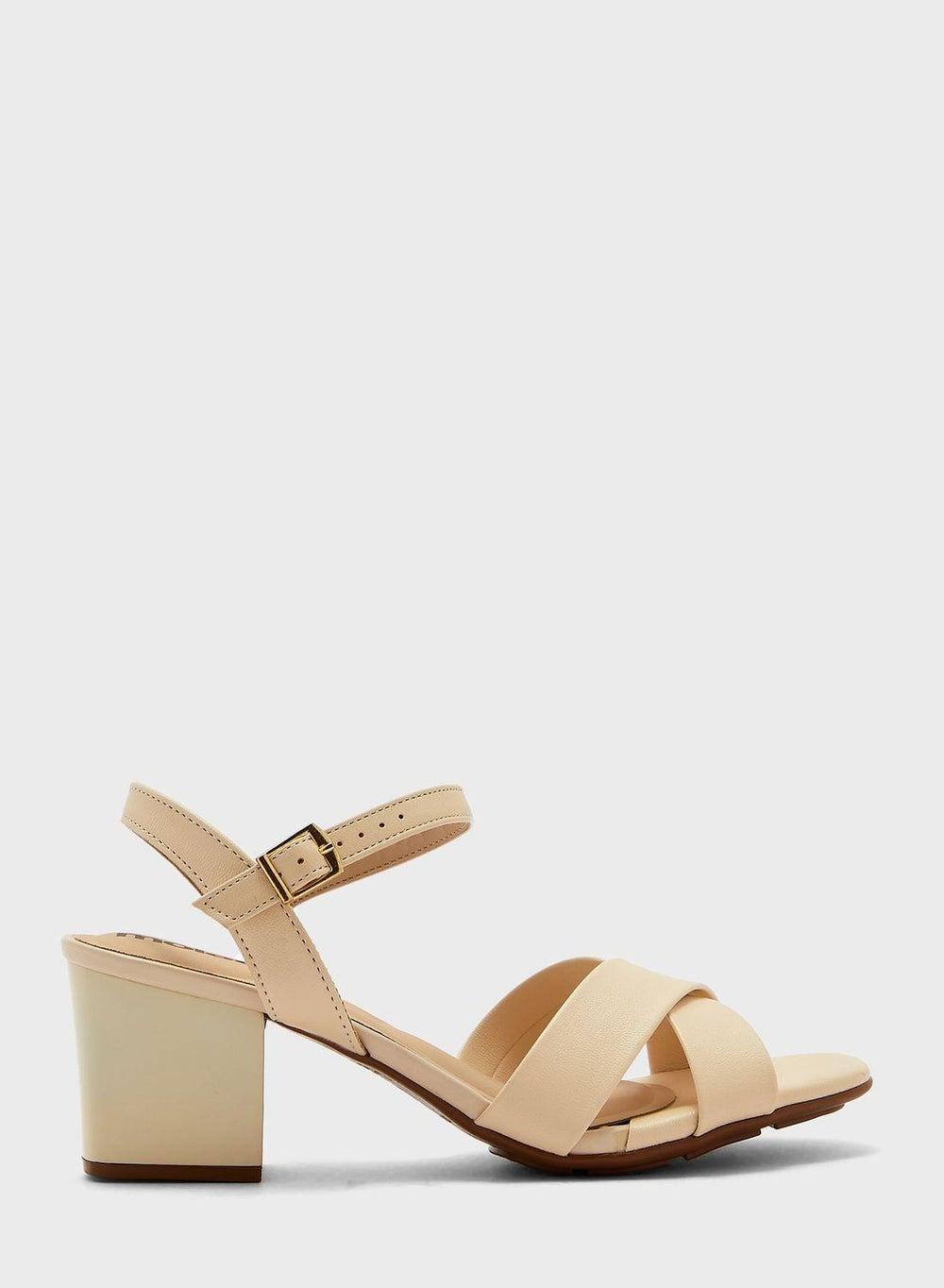 Elegant Cream Slingback Heeled Sandals for Women - Image 1