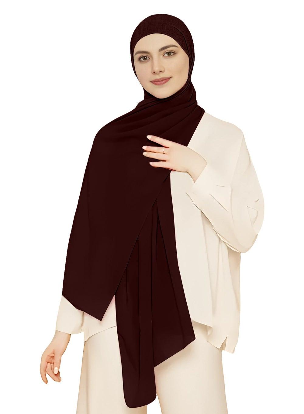 NUKHBAA Chiffon Root Beer Hijab-H14: Elegance Unveiled - Image 1