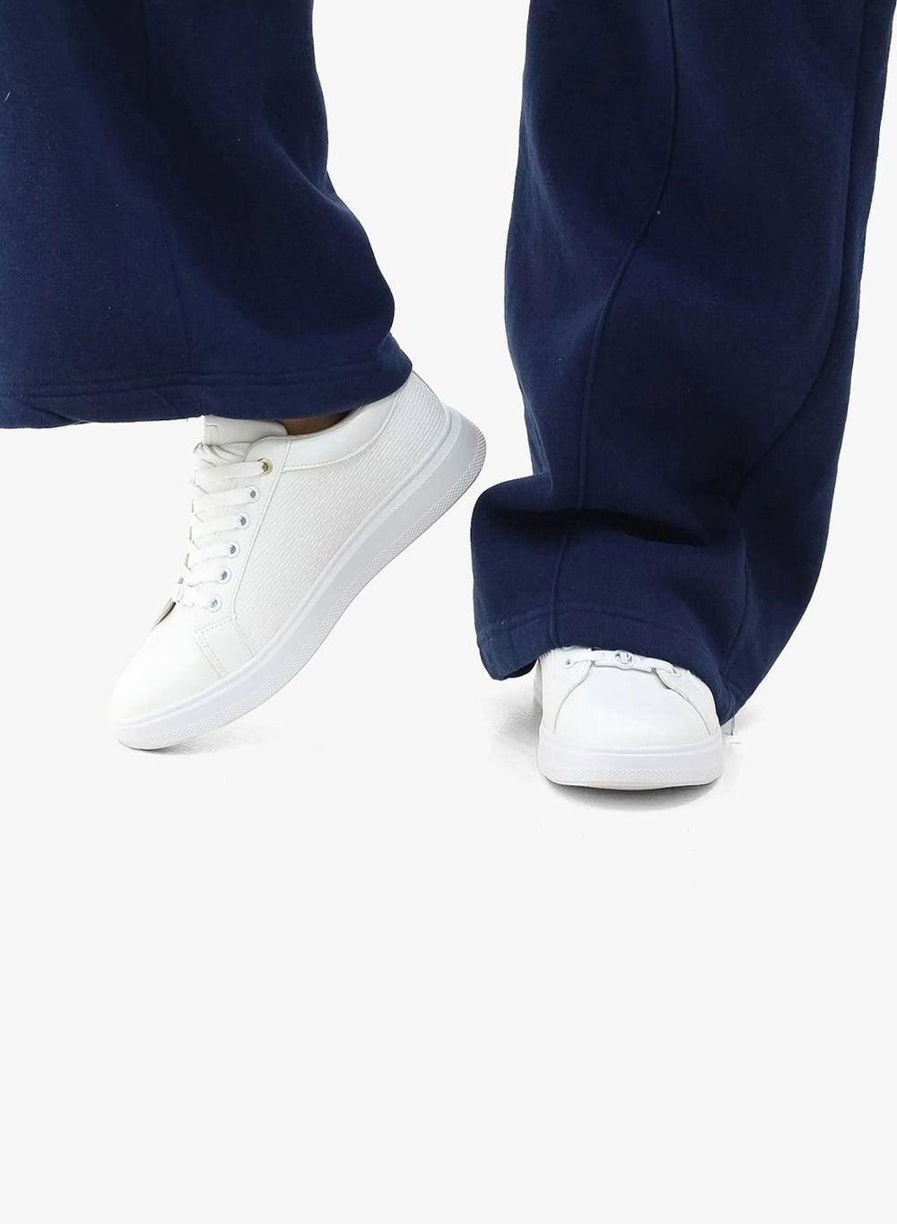 APRON White Low-Top Chunky Sole Lace-Up Sneakers - Image 1