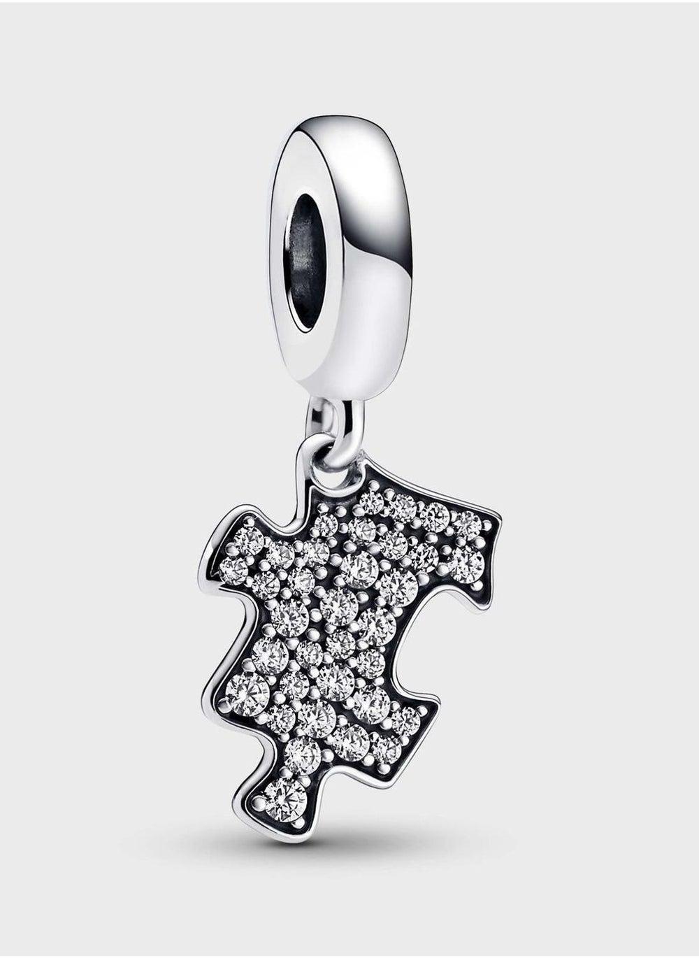 PANDORA Sterling Silver Sparkling Puzzle Piece Dangle Charm - Image 1