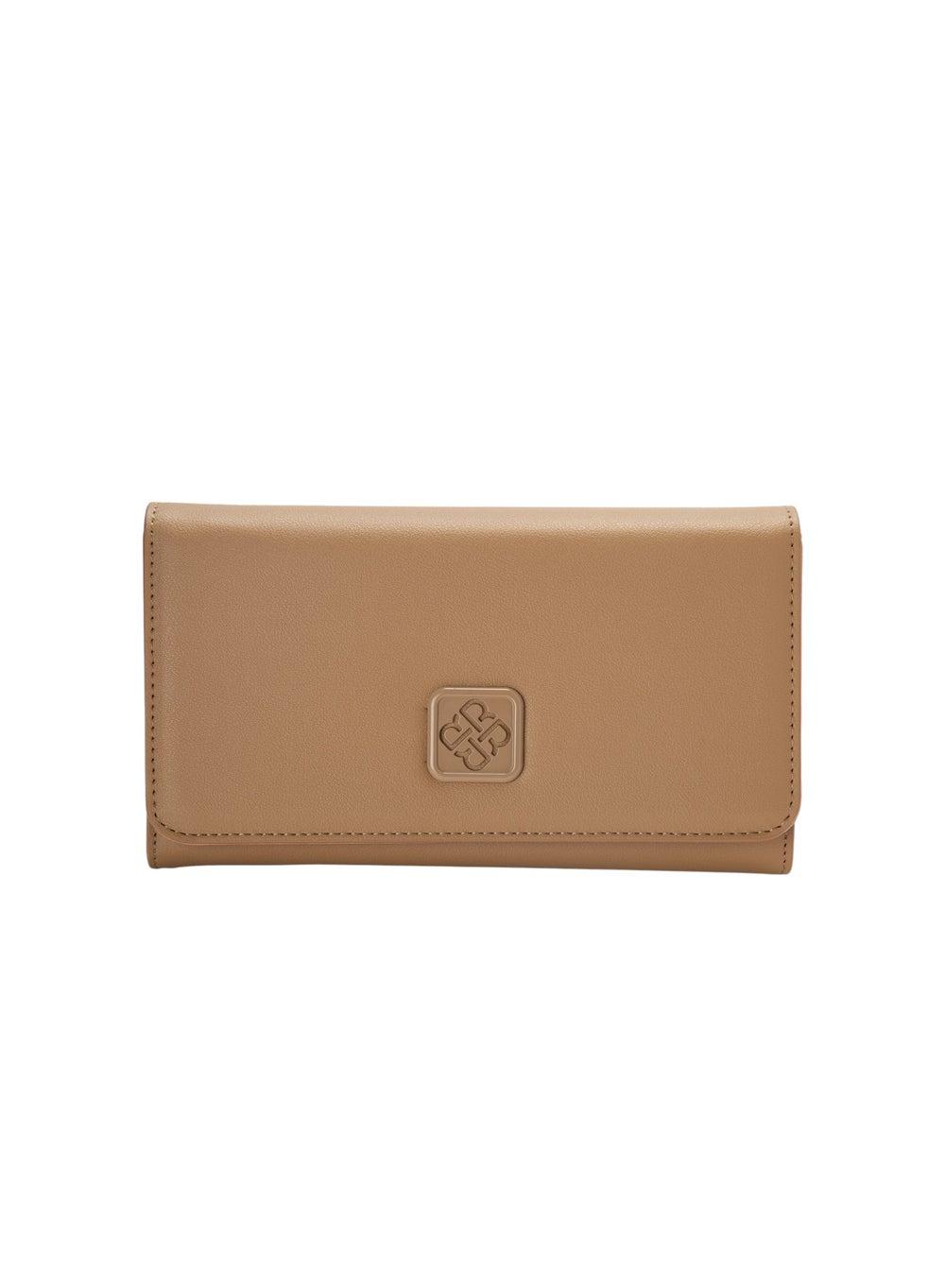 Bata Elegance Tri-Fold Textured Beige Wallet for Women - Image 1