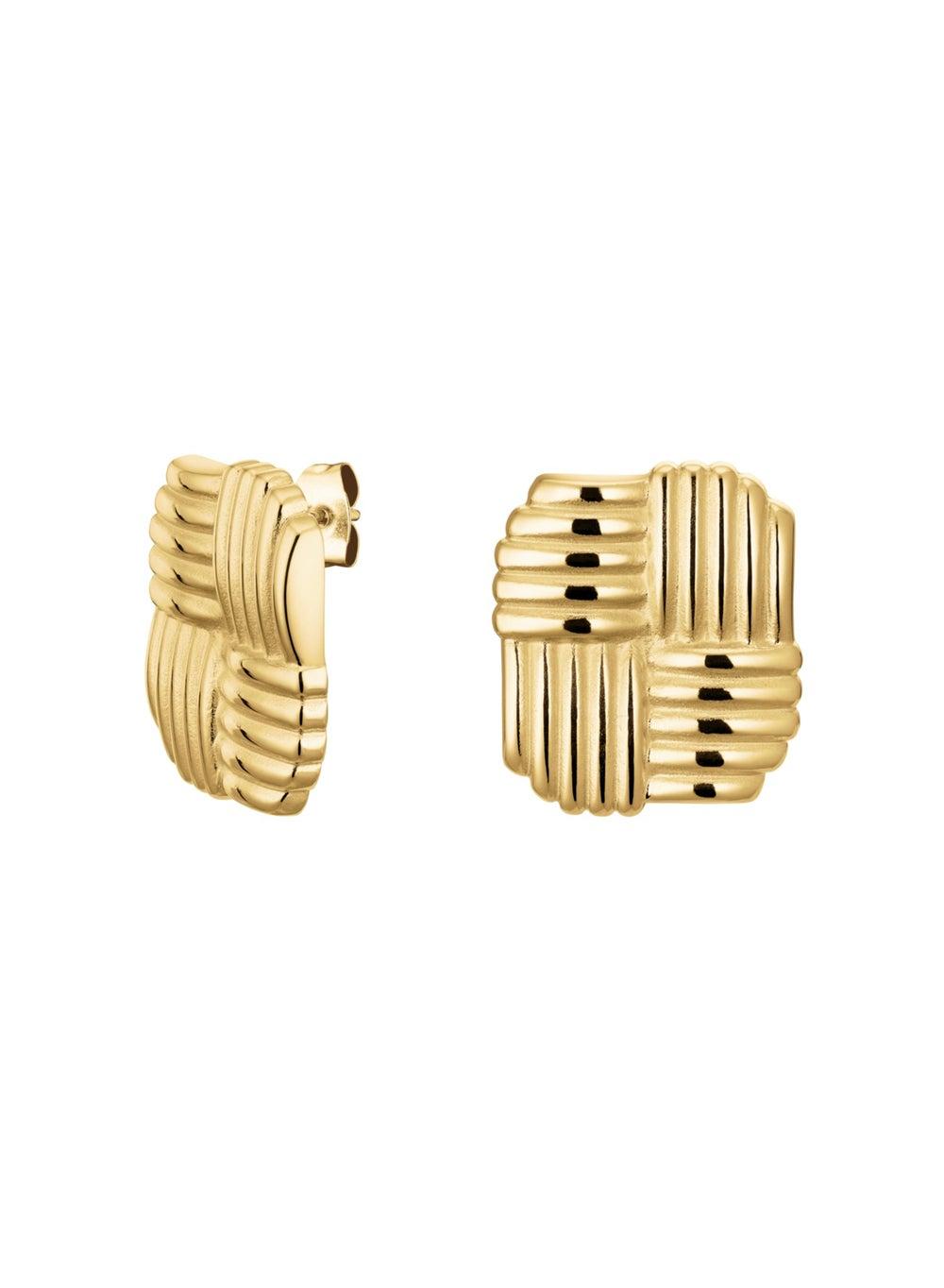 RoseField JETEG-J967: Elegant Modern Vintage Cross Texture Earrings - Image 1