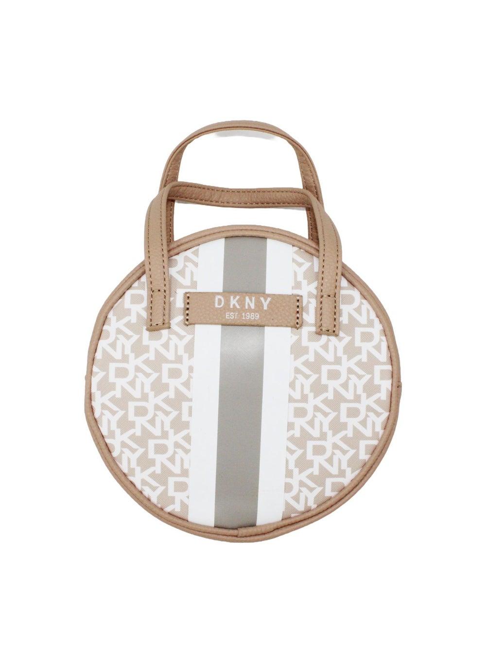 DKNY Signature Stripe Circle Cosmetic Bag in LT Toffee - Image 1