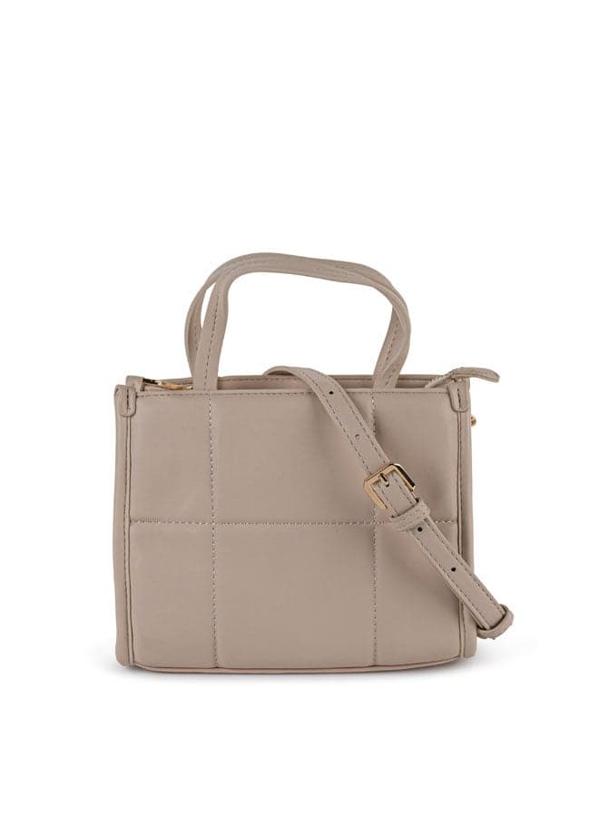 Vincci Beige Elegance: Chic Top Handle Satchel for Women - Image 1
