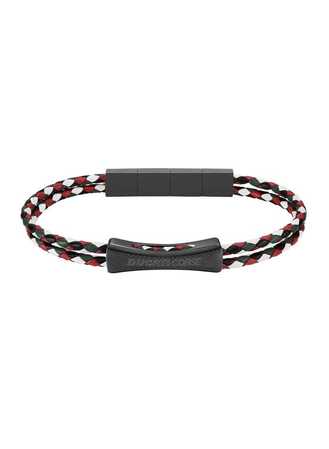 Ducati Corse 21 Successo Multicolour Leather Men's Bracelet - Image 1