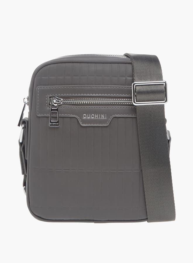 DUCHINI Men's Sleek Textured Crossbody Bag with Adjustable Strap - Image 1