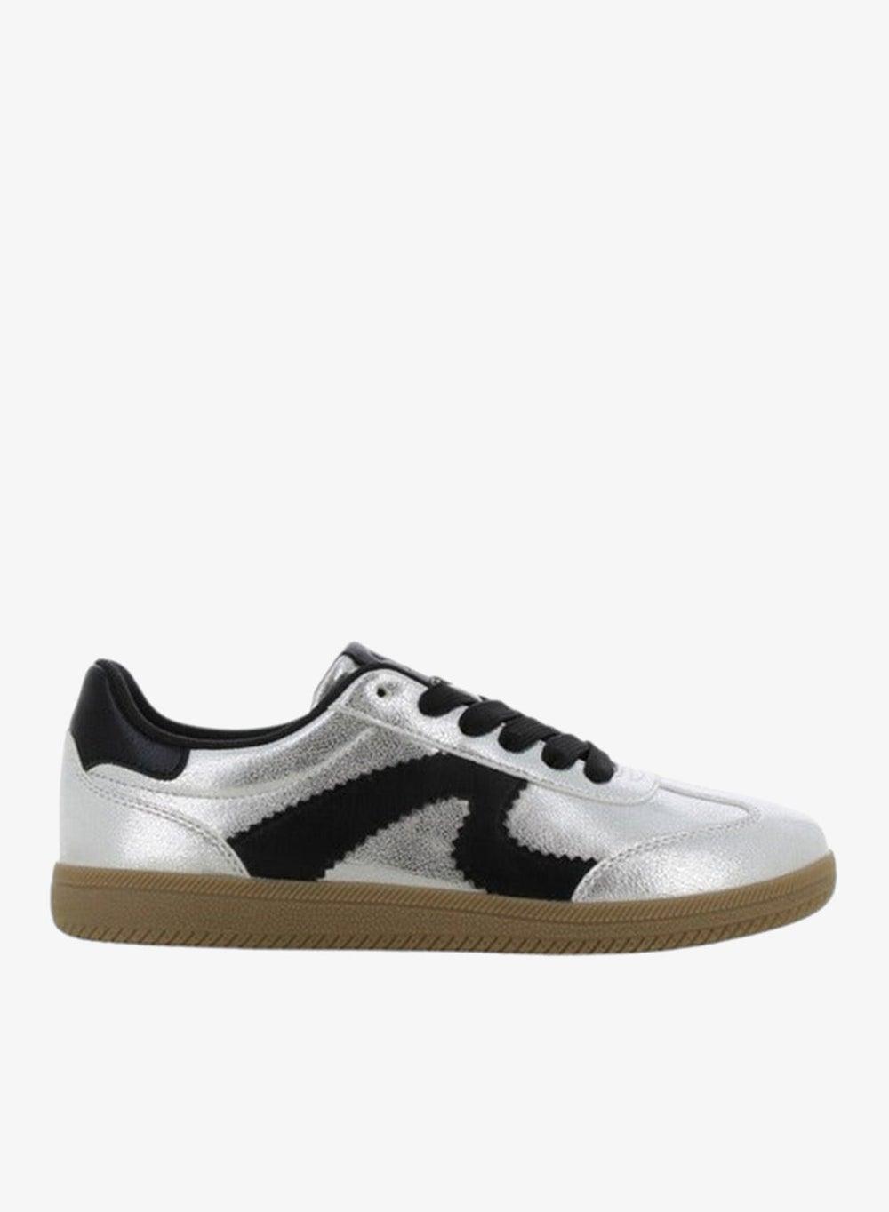SJ Women's 637291 258 Silver Panelled Lace-Up Sneakers - Image 1