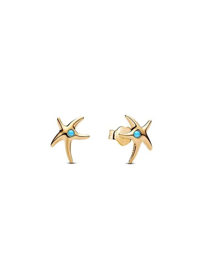 PANDORA Starfish Charm 14k Gold-Plated Rippled Ear Cuff - Image 1
