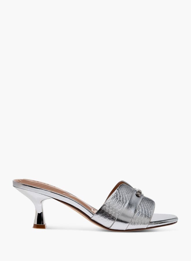 Elegant Silver Kitten Heels R25Ss01981 - Textured Elegance - Image 1