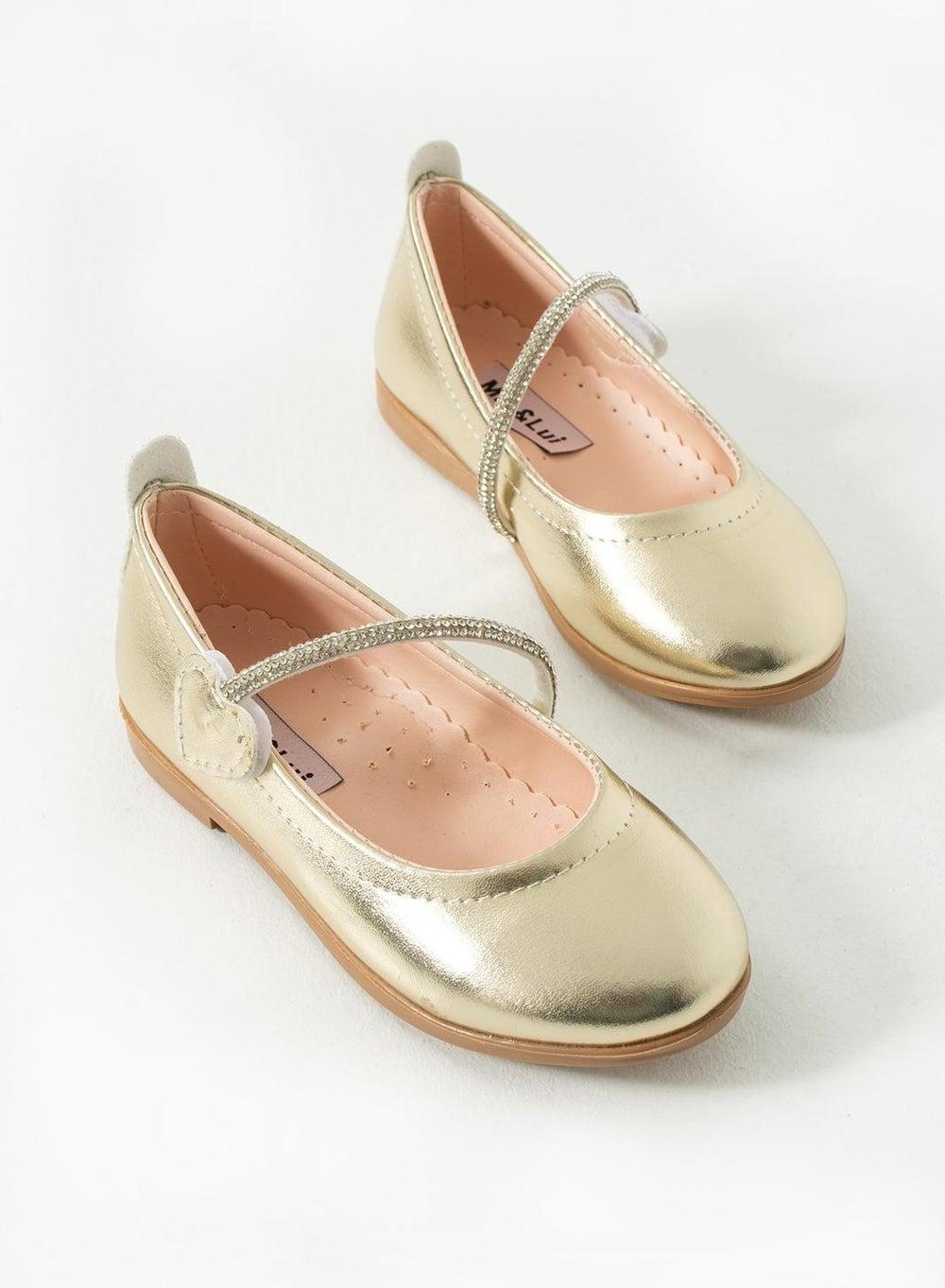 Elegant B-111 Gold Ballerinas for Young Girls - Image 1