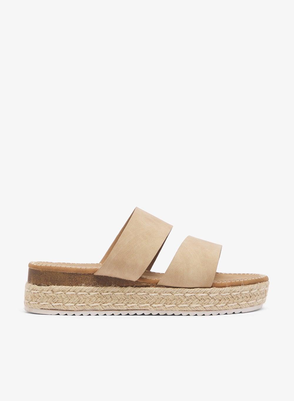 Beige Low Wedge Flatform Sandals F12092So1 - Image 1