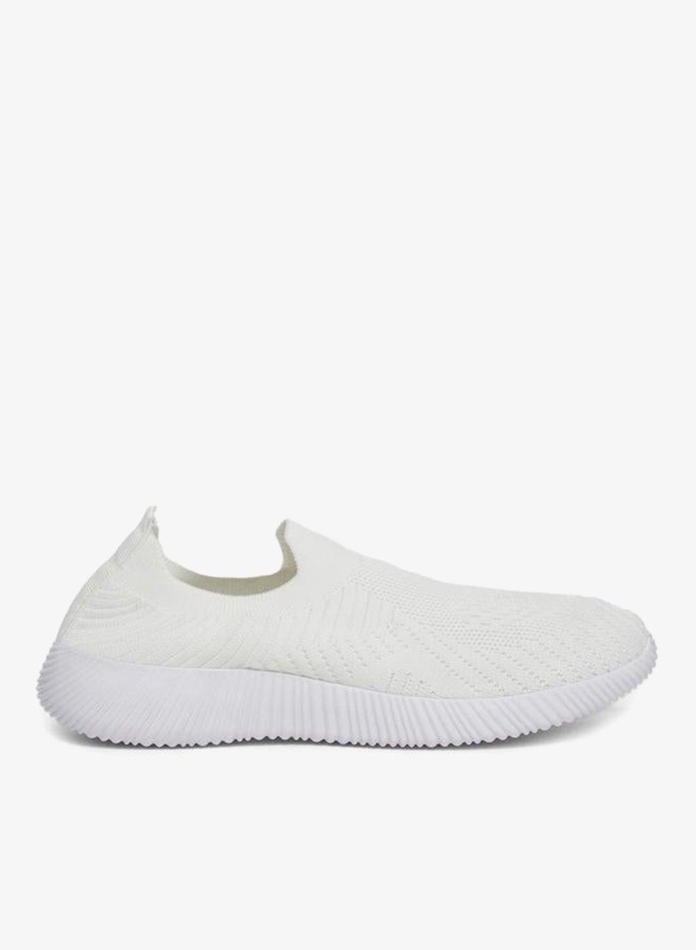 Elegant White Textured Slip-On Sneakers for Women - Image 1