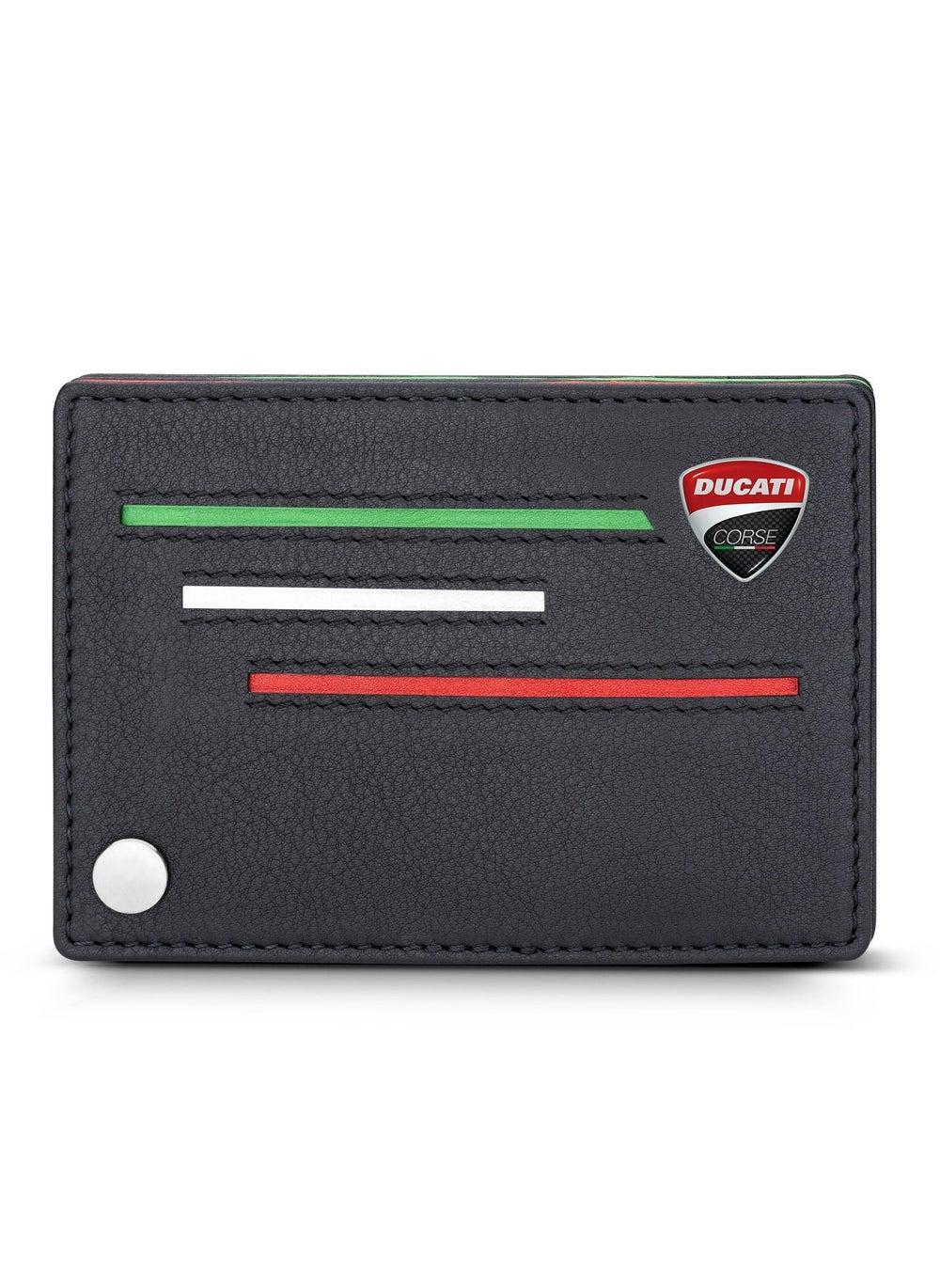 Ducati Corse Scudetto Black Leather Card Holder - Image 1