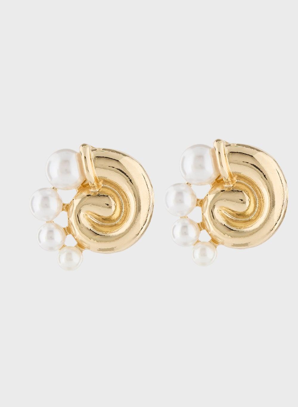 ELLA Pearl Spiral Elegance Stud Earrings for Women - Image 1