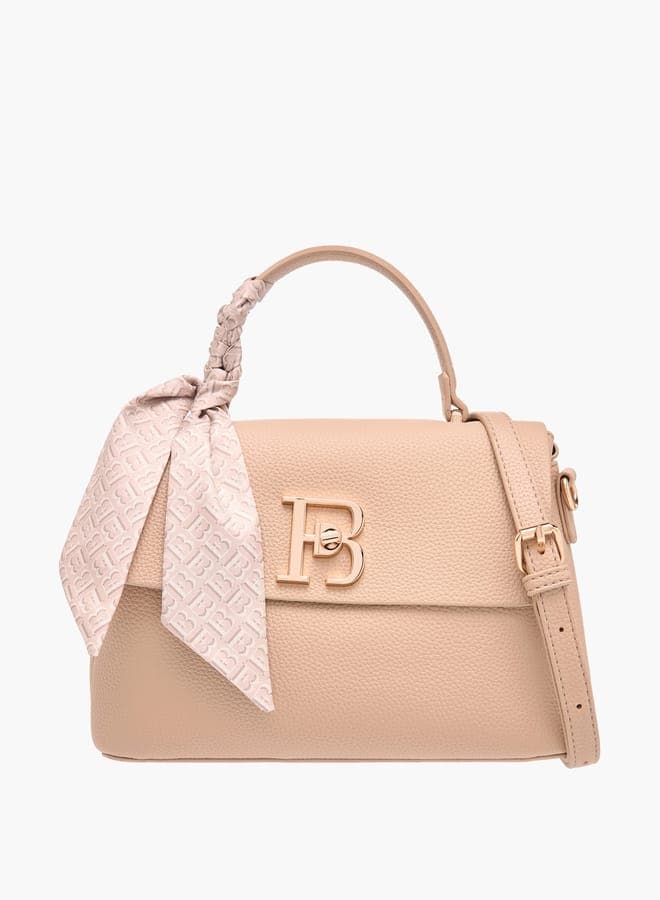 Flora Bella Textured Satchel Bag with Twist Lock & Scarf - Image 1