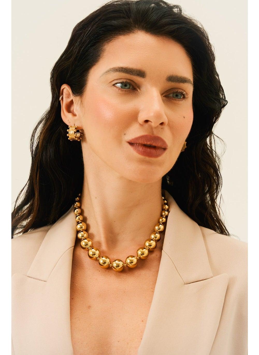 Noya Lune Bead Gold Necklace - Spring's Chic Statement - Image 1