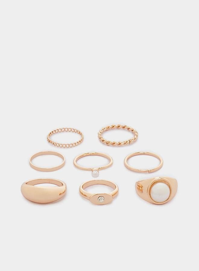 Styli Textured Rings Collection - Set of 8 for Women - Image 1
