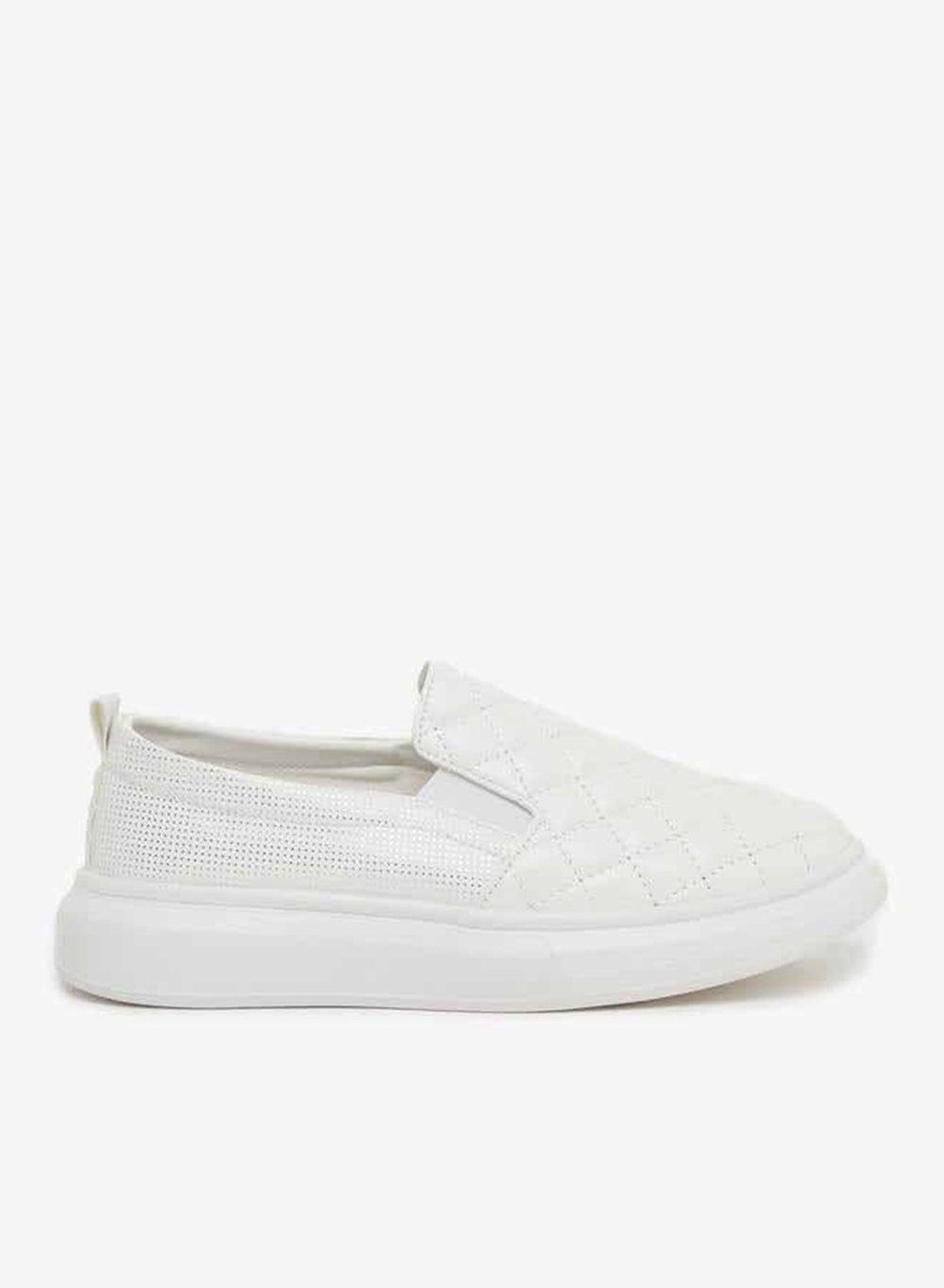 Elegant White Quilted Slip-On Sneakers for Women - Image 1