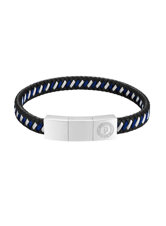 POLICE Twist Black & Navy Leather Gents Bracelet PEAGB0034001 - Image 1