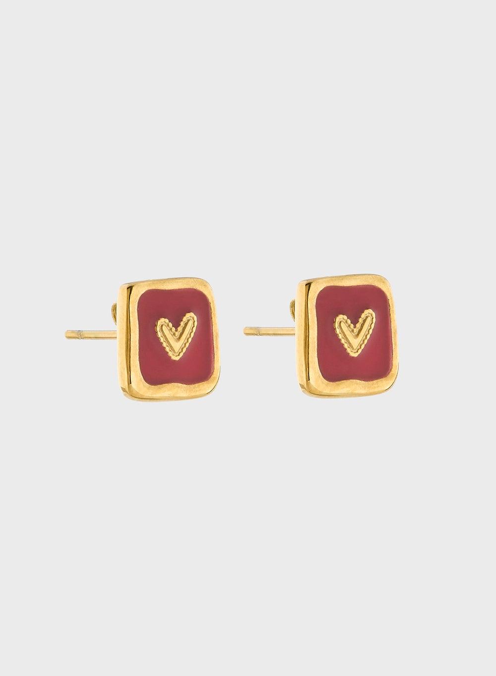 Staurtz Little Heart Red Stud Earrings for Women - Image 1