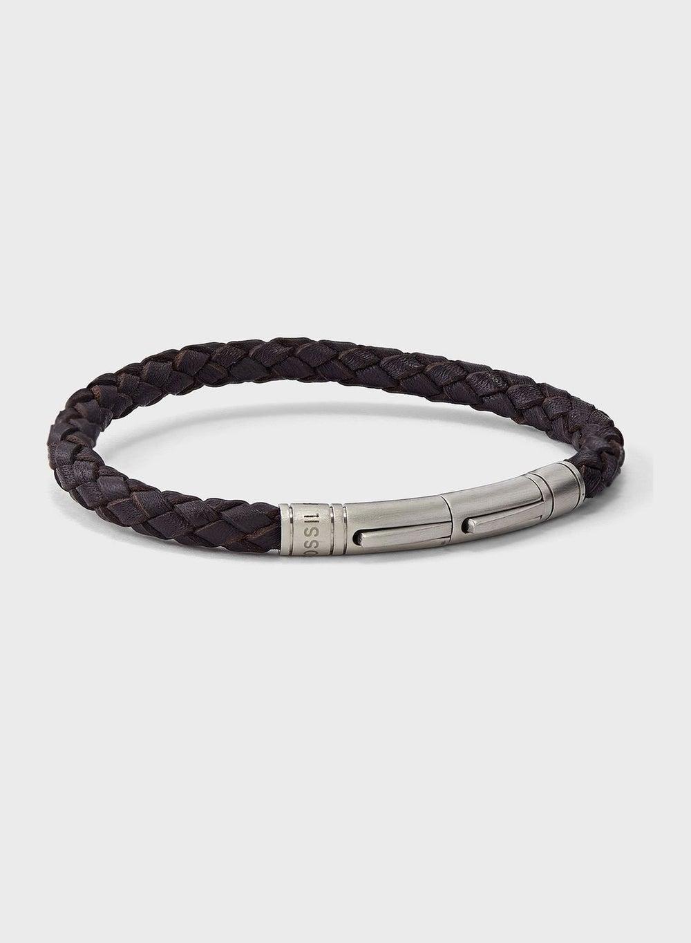FOSSIL Jf04089040 Men's Braided Leather Elegance Bracelet - Image 1