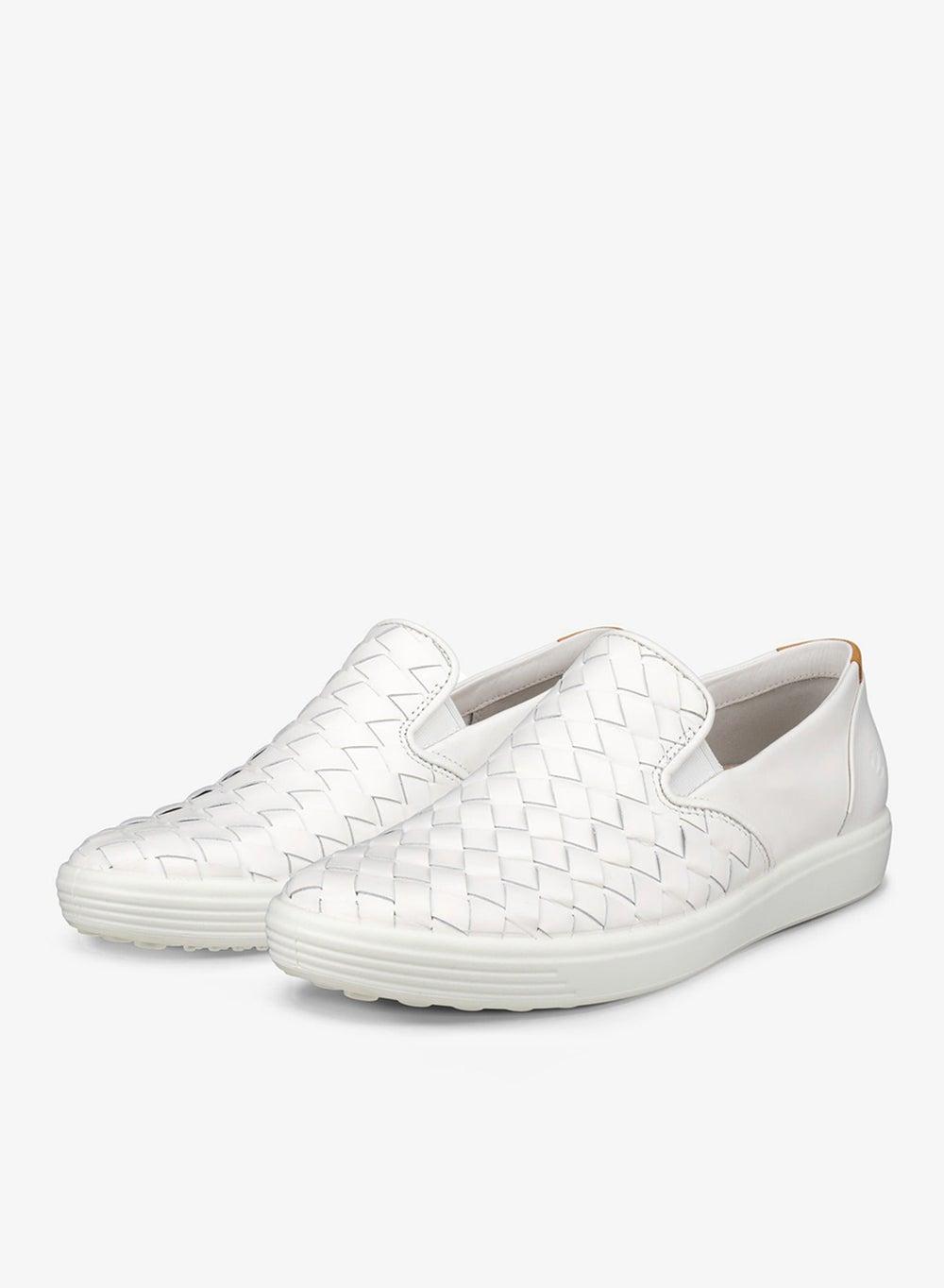 ECCO Soft 7 W White - Chic Leather Slip-On Sneakers - Image 1