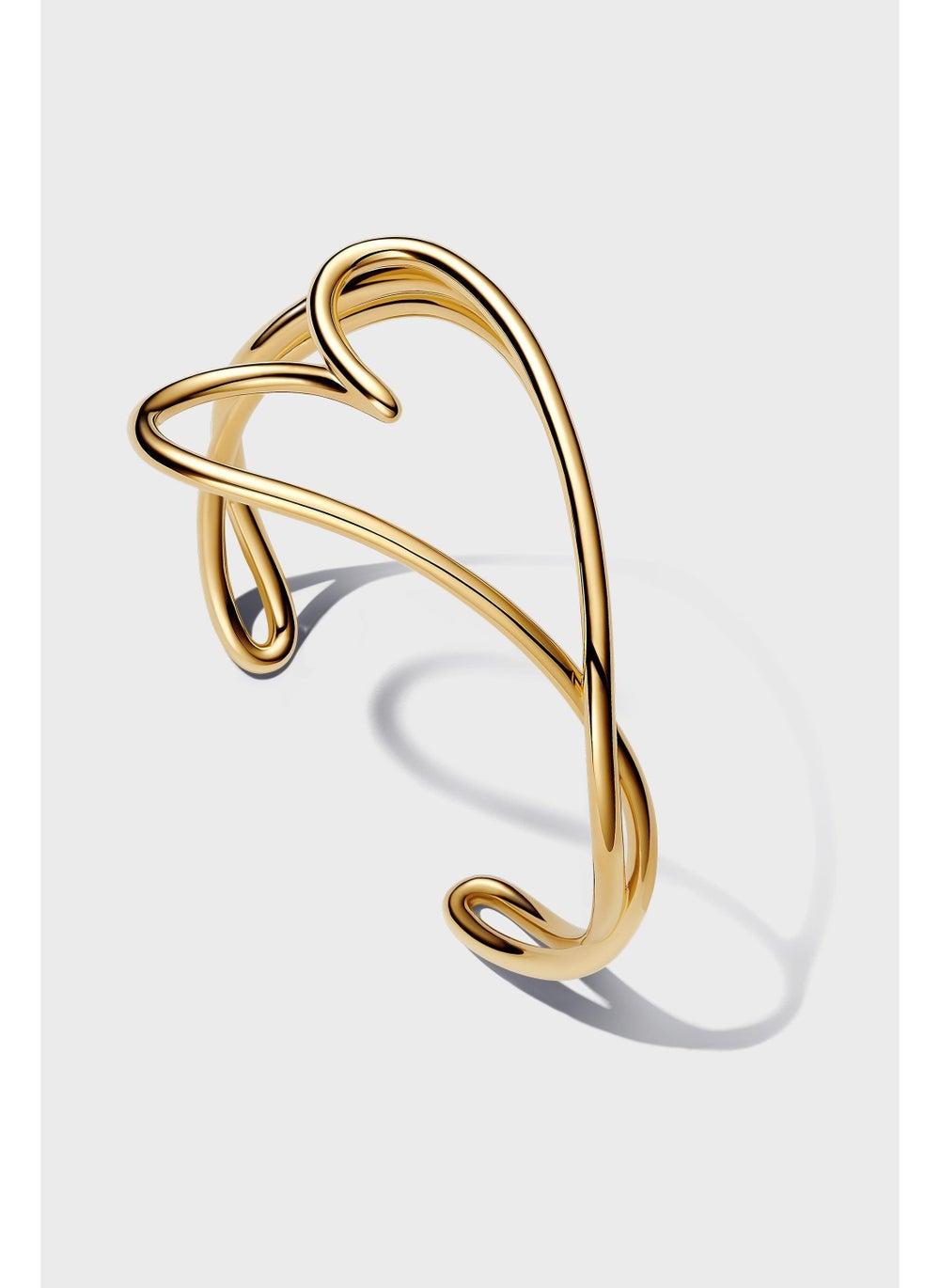 PANDORA Gold-Plated Heart Bangle - Timeless Elegance - Image 1