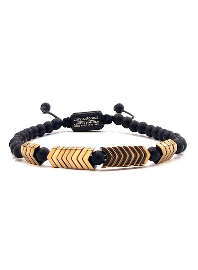 CHRYSOSTOMOS Men's Black Onyx & Golden Hematite Bracelet - Image 1