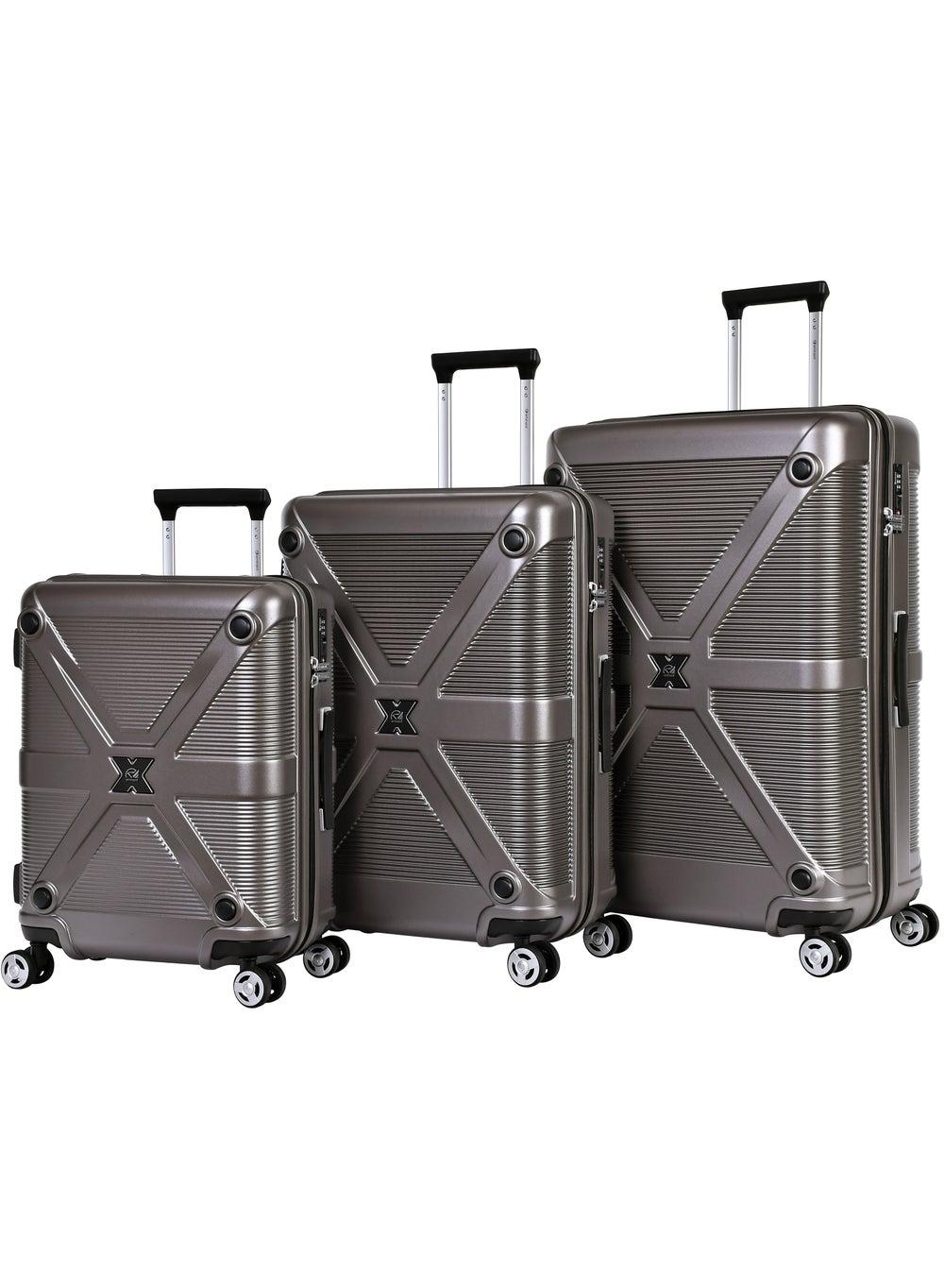 Eminent KJ97 Gold Grey 3-Piece Polycarbonate Luggage Set - Image 1