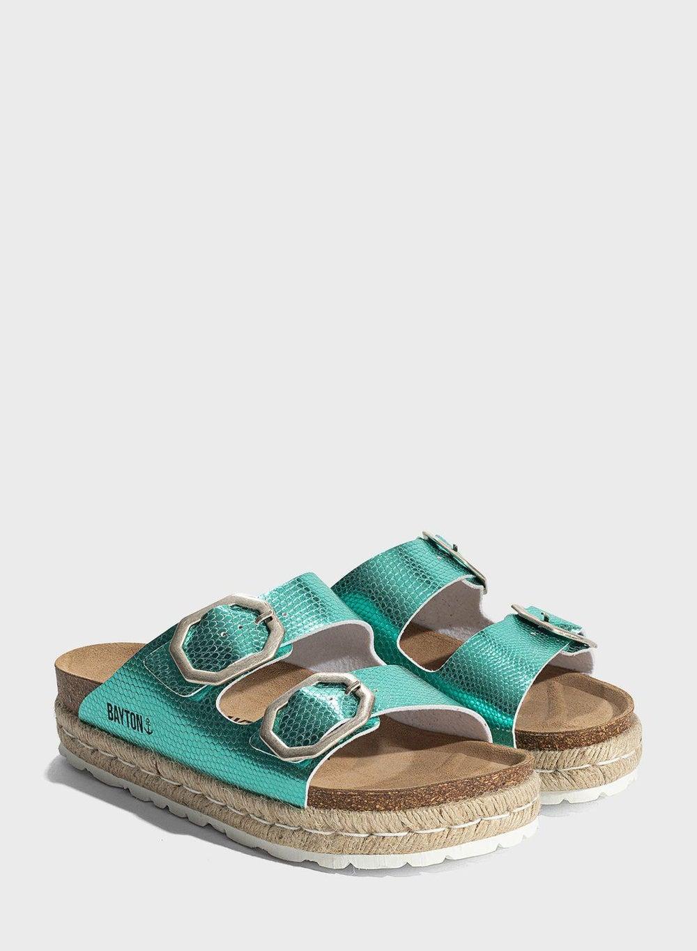 Alcee Double Strap Blue Platform Sandals - Elegance Redefined - Image 1