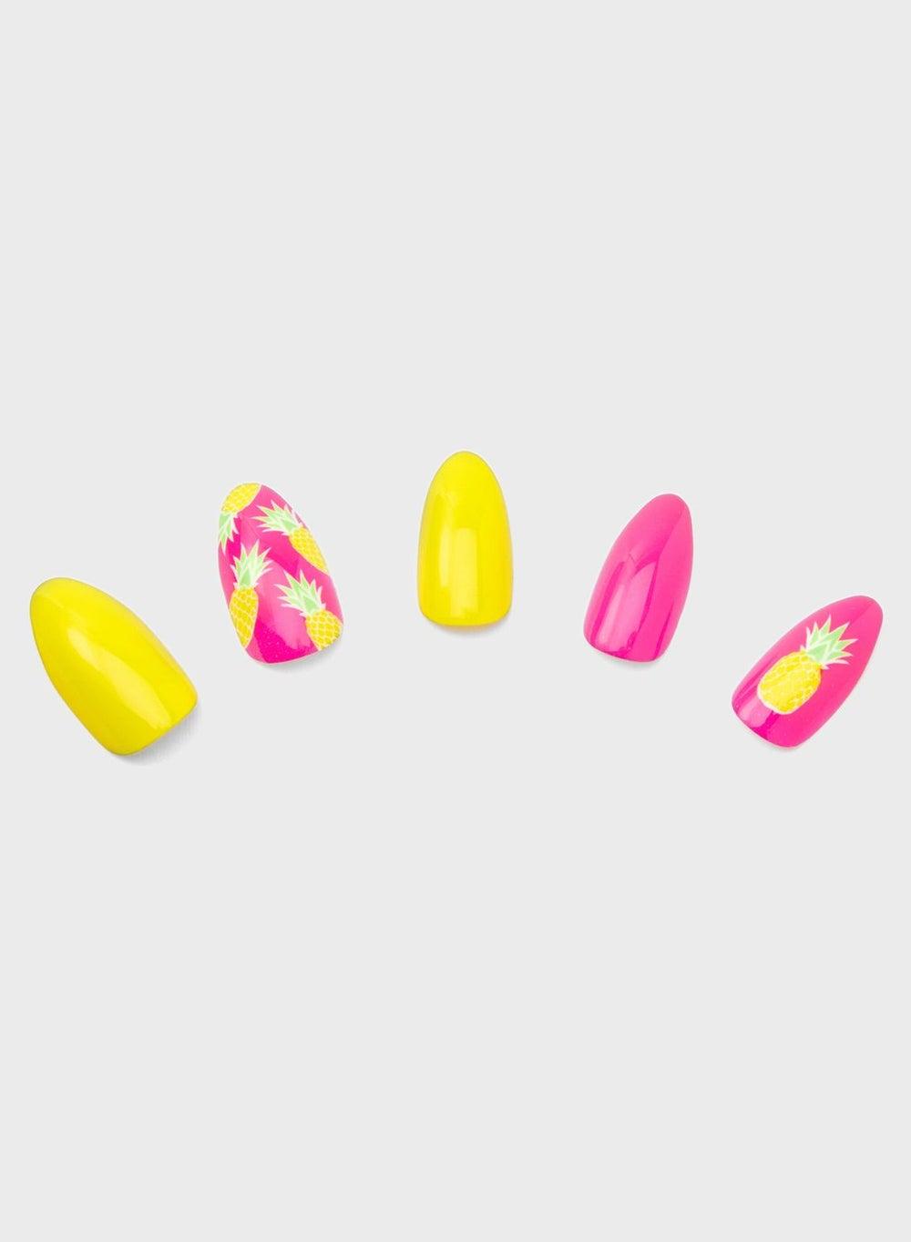 Pink Pineapple Chic Faux Nails - Image 1