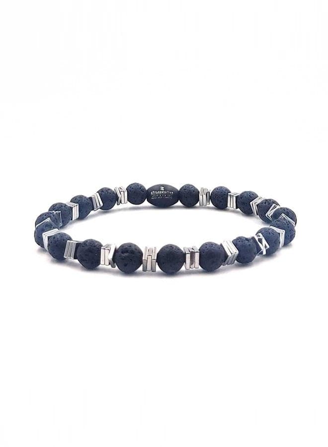 CHRYSOSTOMOS Luxury Beaded Leather & Lava Stone Bracelet - Image 1
