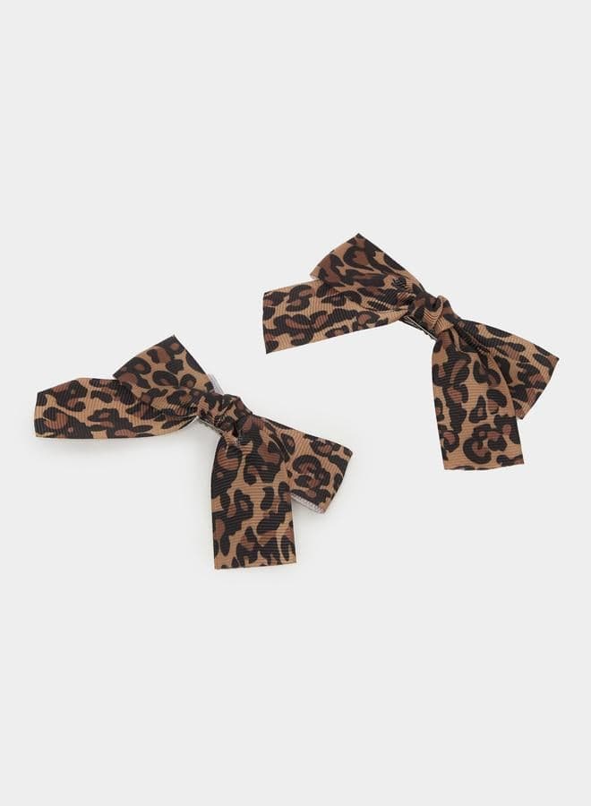 Styli Animal Print Ribbon Clip Duo - Image 1