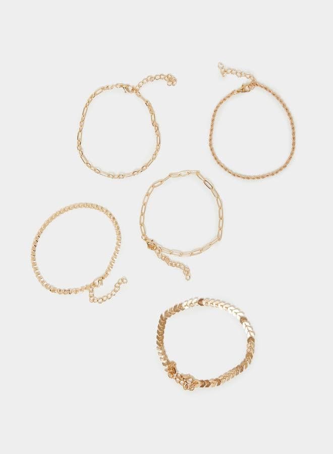 Styli Vivid Collection - Assorted Chain Anklet Set of 5 - Image 1