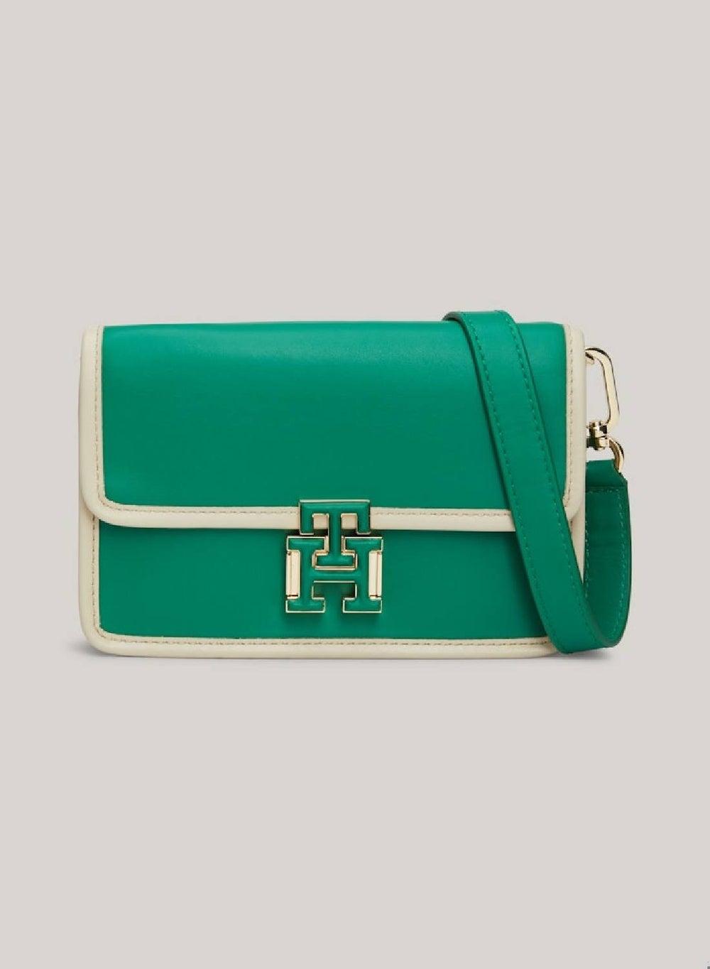 TOMMY HILFIGER Olympic Green Crossover Leather Bag - Image 1