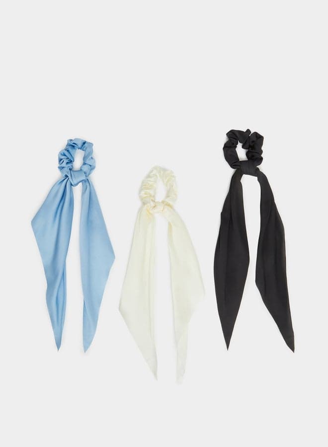 Styli Set of 3 Elegant Multicolour Ribbon Hair Ties - Image 1